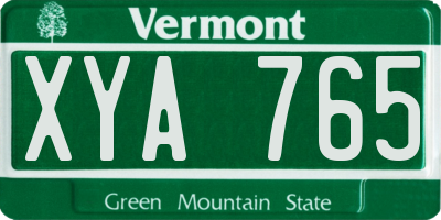VT license plate XYA765