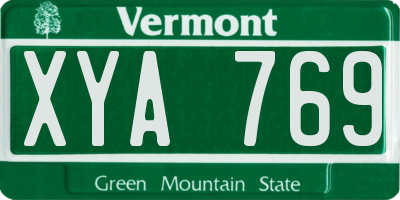 VT license plate XYA769