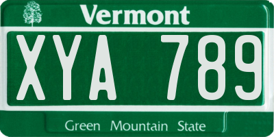VT license plate XYA789