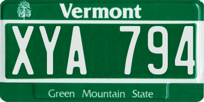 VT license plate XYA794