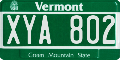 VT license plate XYA802