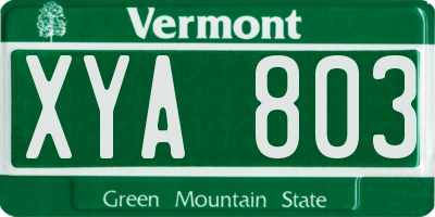 VT license plate XYA803