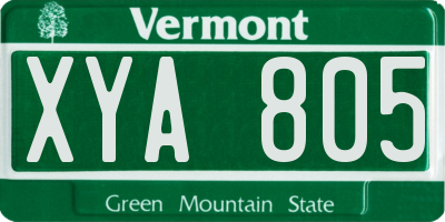 VT license plate XYA805