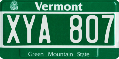 VT license plate XYA807