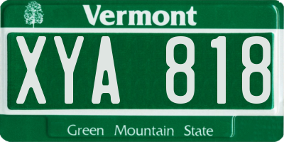 VT license plate XYA818