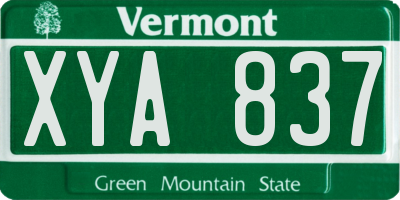 VT license plate XYA837