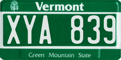 VT license plate XYA839