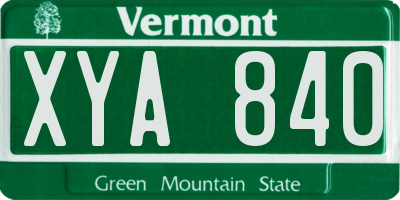 VT license plate XYA840