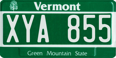 VT license plate XYA855