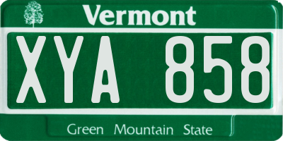VT license plate XYA858