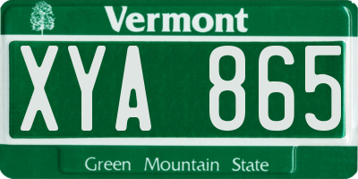 VT license plate XYA865
