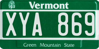 VT license plate XYA869