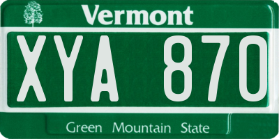 VT license plate XYA870