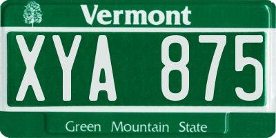 VT license plate XYA875