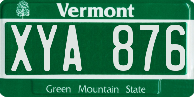 VT license plate XYA876