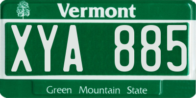 VT license plate XYA885