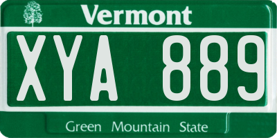VT license plate XYA889