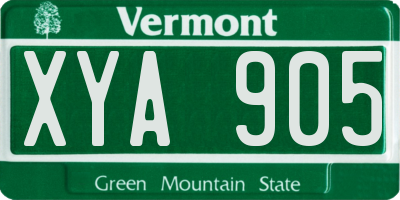 VT license plate XYA905