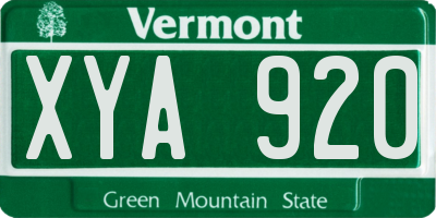 VT license plate XYA920