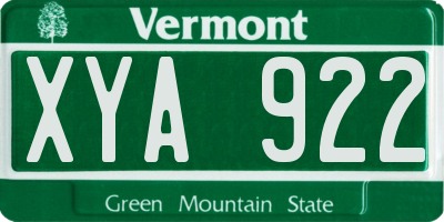 VT license plate XYA922