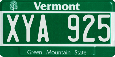 VT license plate XYA925