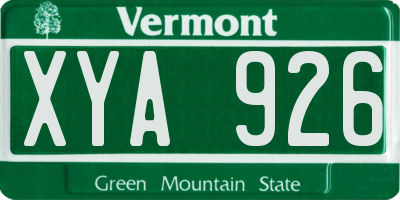VT license plate XYA926