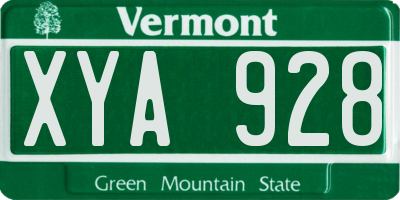 VT license plate XYA928