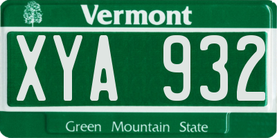 VT license plate XYA932