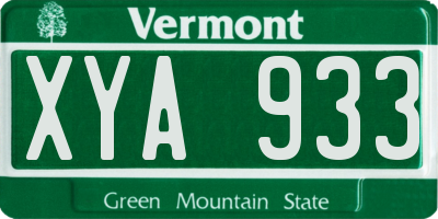 VT license plate XYA933
