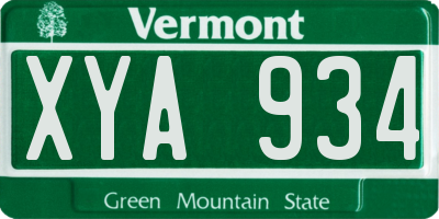 VT license plate XYA934