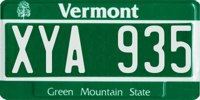 VT license plate XYA935