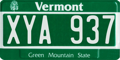 VT license plate XYA937
