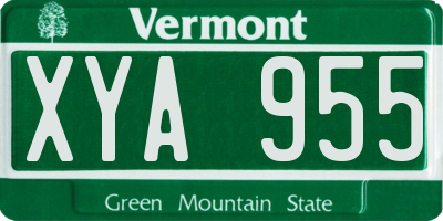 VT license plate XYA955