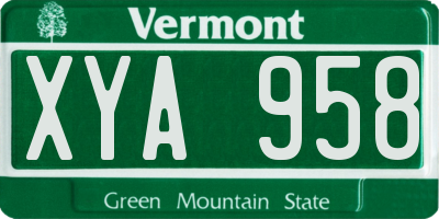 VT license plate XYA958