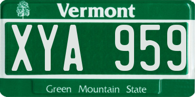 VT license plate XYA959