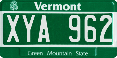 VT license plate XYA962