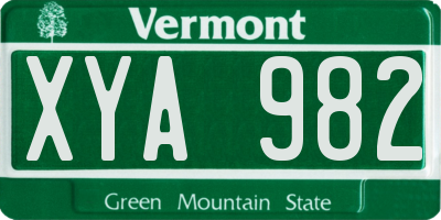 VT license plate XYA982