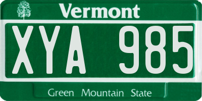 VT license plate XYA985