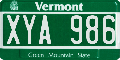 VT license plate XYA986