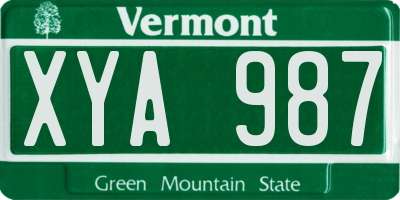 VT license plate XYA987