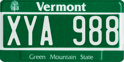 VT license plate XYA988