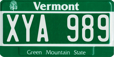 VT license plate XYA989