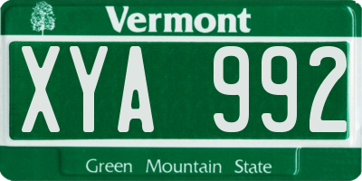 VT license plate XYA992