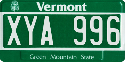 VT license plate XYA996