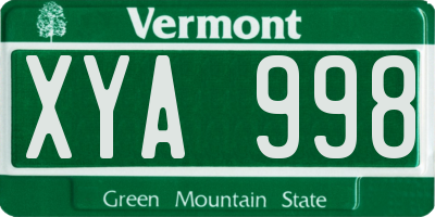 VT license plate XYA998