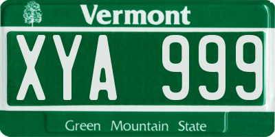 VT license plate XYA999