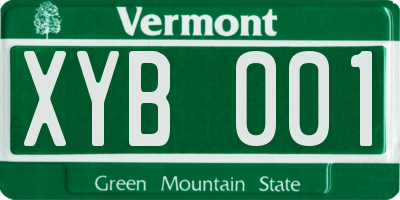 VT license plate XYB001