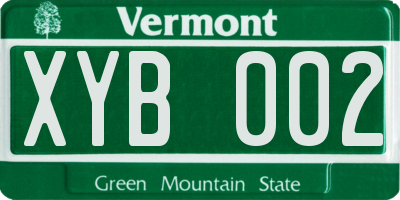 VT license plate XYB002