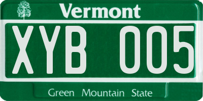VT license plate XYB005