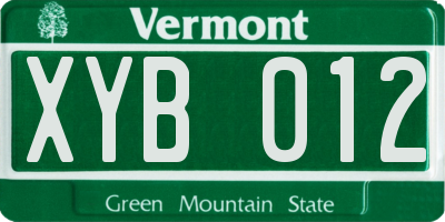 VT license plate XYB012